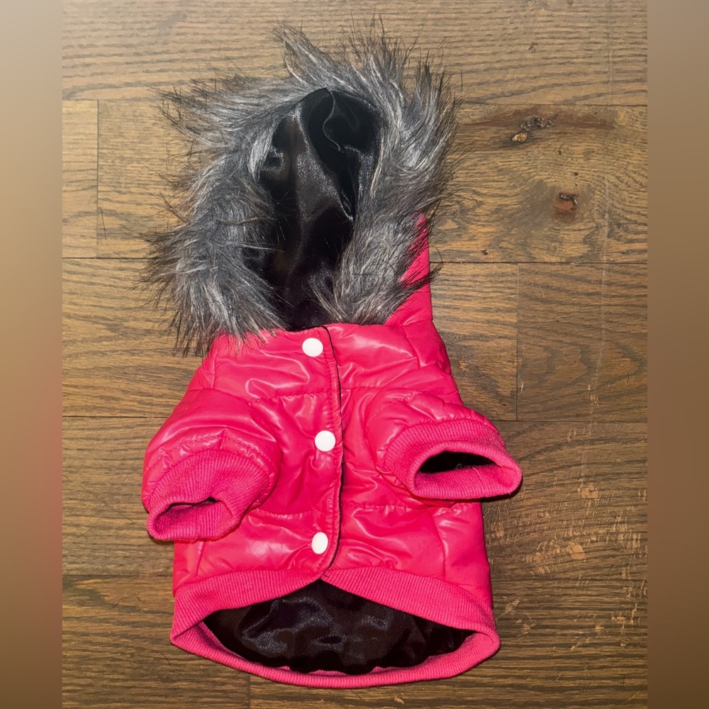 New & Unworn Small Dog Coat with Faux Fur